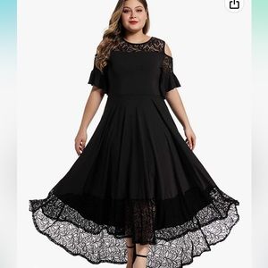 LALAGEN Womens Plus Size Lace Shoulder Long Plain Evening Party Dress 2XL